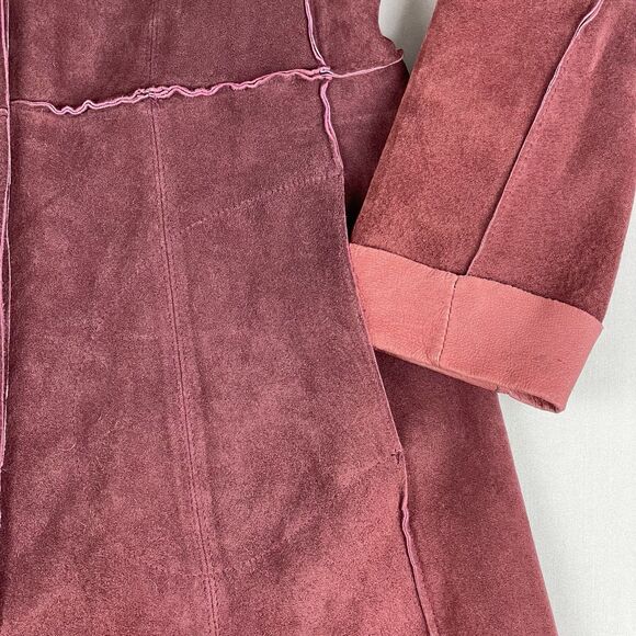 VTG Anonymous John Carlisle Suede Coat Women’s Sm Burgundy Button Up Jacket Y2K - Picture 7 of 16